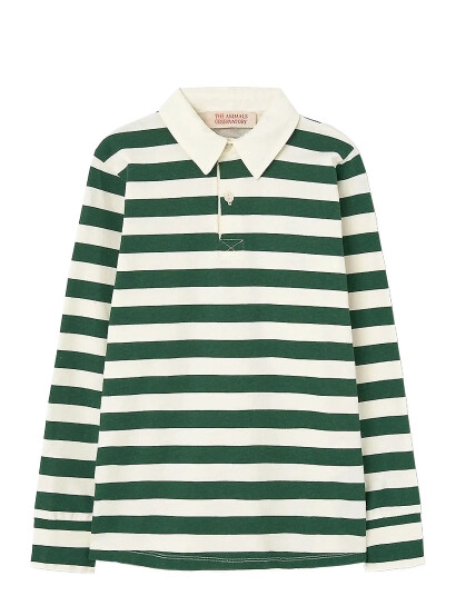 THE ANIMALS OBSERVATORY Stripes Freen Eel Polo Shirt - Green - 12 Y