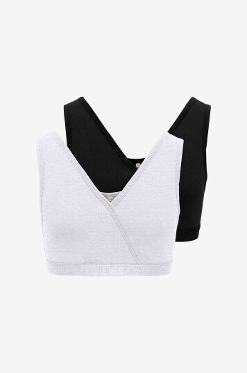 Kids Only Koglola Vendbar Logo Topp i Grå - 2-pack, Størrelse 122-128