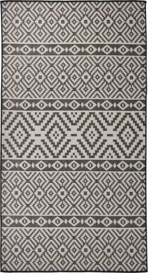 vidaXL Utendørs flatvevd teppe 80x150 cm svart striper vidaXL Utendørs flatvevd teppe 80x150 cm svart striper