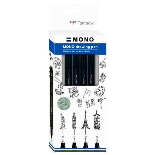 Tombow Mono Fineliner Sett 4 Stk Svart Tombow Mono Fineliner Sett 4 Stk Svart