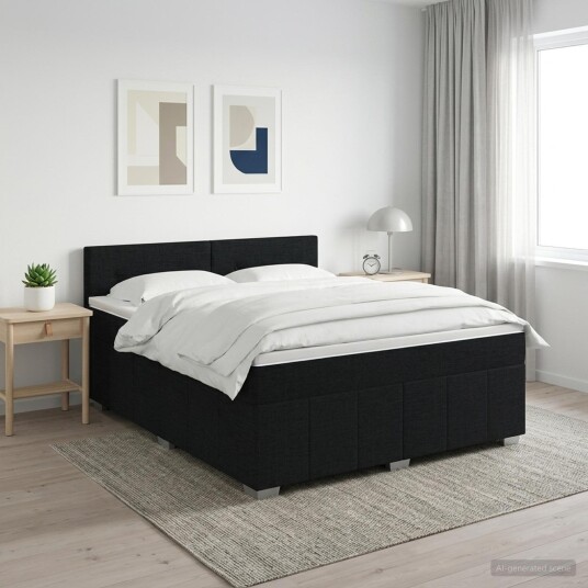 vidaXL Kontinentalseng med madrass Svart 140 x 190 cm Stoff