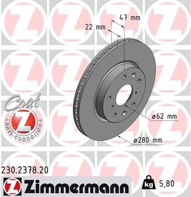 Bremseskive ZIMMERMANN 230.2378.20