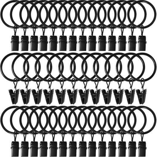 40 pakning Gardinringer med klips Gardinklemmer med ringer Henger Gardinringer 3,2 cm indre diameter Passer opp til 2,5 cm gardinstang Vintage