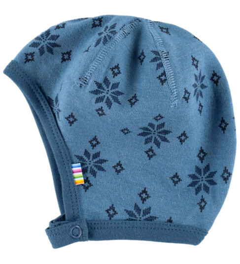 Joha Babylue Ull Blå/Bomull Blå m. Snøfnugg 48 cm Lue baby