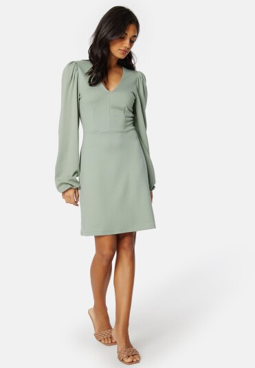 BUBBLEROOM Idalina V-neck Dress Dusty green XS