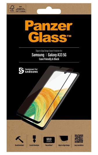 PanzerGlass Edge-to-Edge Skjermbeskytter for Samsung Galaxy A33 5G - Svart Kant, Case-Friendly