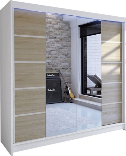 Garderobe + LED - Hvit | Eik