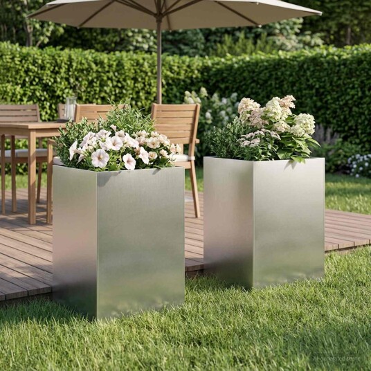 vidaXL Hageblomsterpotte 2 stk. Sølv 40 x 40 x 75 cm Rustfritt stål