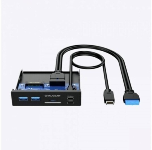 Graugear Usb Hub+Kortleser Multi-Frontpanel, Type-C Usb-Forhandler