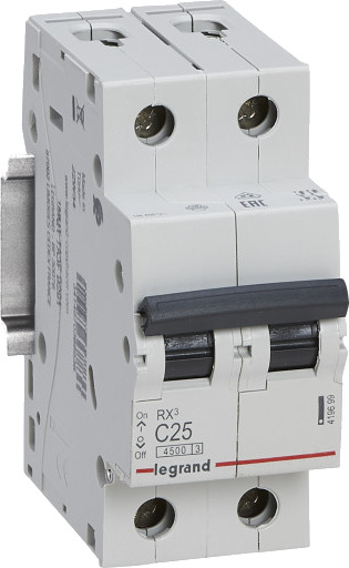 Legrand 6 stk RX³ MCB automatsikring C25 2P 2M 4,5kA