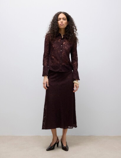 Vero Moda Awurshila Mw Ankle Skirt Burgundy L