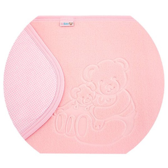 Fleece-bomullsteppe med babyens navn og dedikasjon rosa