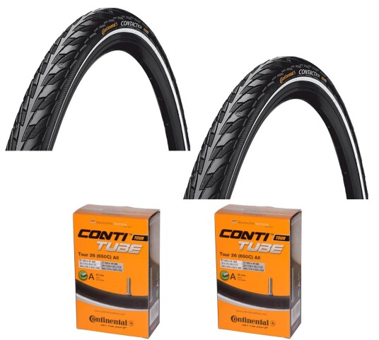2 Dekk + 2 Slanger Continental Contact 26"x 1.75 47 559 Med Refleks Auto Ventil 2 Dekk + 2 Slanger Continental Contact 26"x 1.75 47 559 Med Refleks Auto Ventil