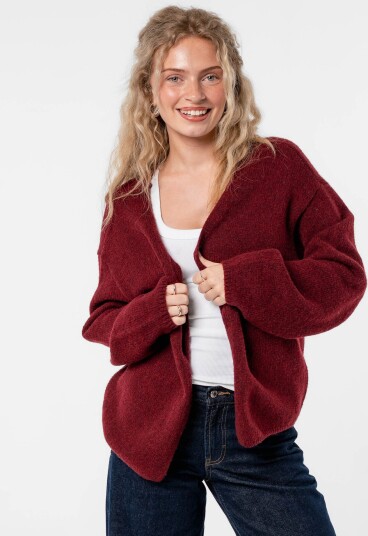 Løøv Dahlia Open Cardigan Burgunder XS
