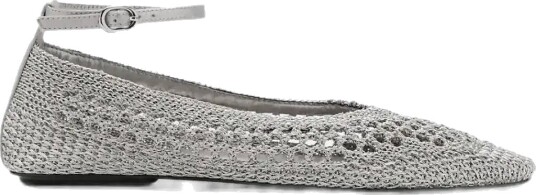 Mango Crochet Ankle Strap Ballerinas Silver 36 Mango Crochet Ankle Strap Ballerinas Silver 36