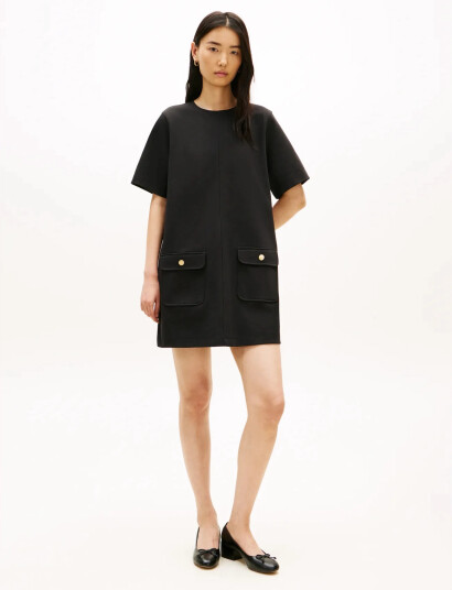 Tommy Hilfiger Gold Button Shift Mini Dress - Black - XS