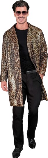 Leopardmønstret Kostyme Trenchcoat med Paljetter L/XL
