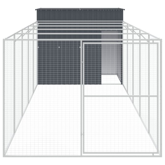 Vidaxl Hundehus Med Gård Antrasitt 214X661X181 cm Galvanisert Stål