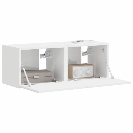  TV Veggskap 2 pcs Glanset Hvit 60 x 31 x 29.5 cm Konstruert tre