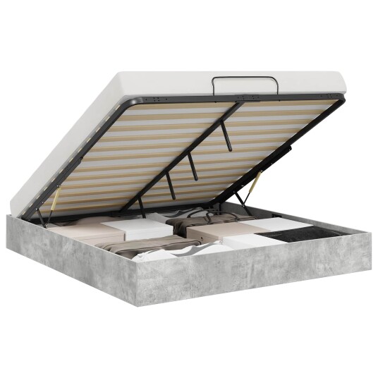  Ottoman sengeramme Betong 203 x 180 x 25 cm Konstruert tre
