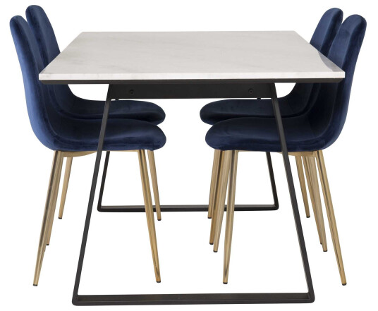 Venture Design Estelle & Polar spisegruppe Hvit/blå 4 st stoler & bord 140 x 90 cm