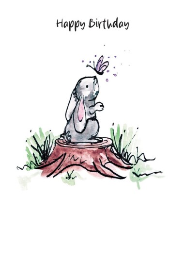 Kort Playing In The Puddles Bunny Butterfly