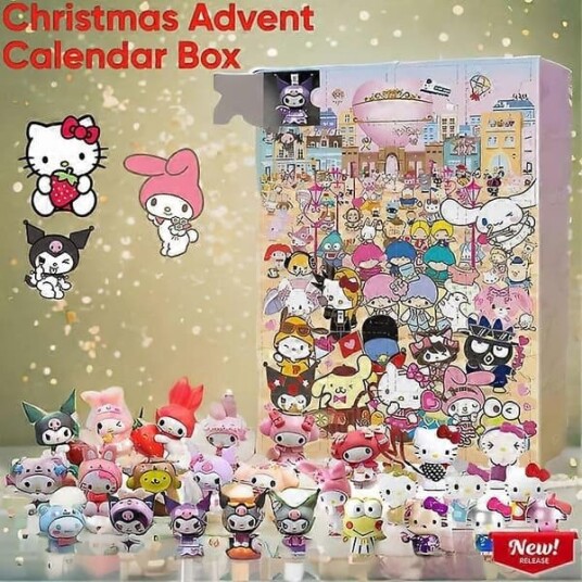 Adventskalender Sanrio Tilbehør Hello Kitty Julekalenderboks Cinnamoroll Anime Figurer Kuromi Modell My Melody Julegave Leketøy for barn