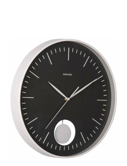 KARLSSON Wall Clock Grato Pendulum Black W. Warm Grey Black Ø 40.6 CM