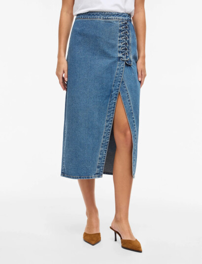 Vila Vigarcia Hw Lacing Detail Skirt Blue 36