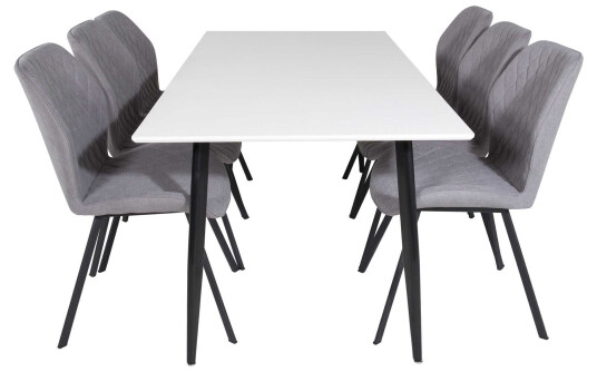 Venture Design Polar & Gemma spisegruppe Hvit/grå 6 st stoler & bord 180 x 90 cm