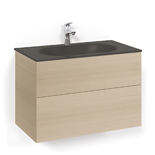 Macro Design Crown Plain/push-open Servantskap 2-skuff - med Glasservant Eik / 80cm Glass Edge Svart Macro Design Crown Plain/push-open Servantskap 2-skuff - med Glasservant Eik / 80cm Glass Edge Svart