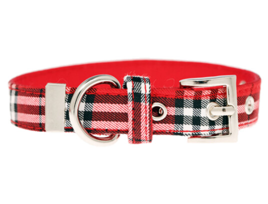 Hundehalsbånd Tartan S 25mmx20-28cm Rød