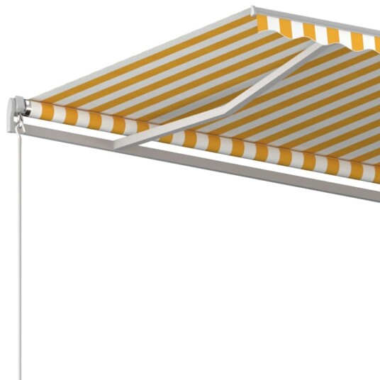 vidaXL Manuell uttrekkbar markise 450x350 cm gul og hvit