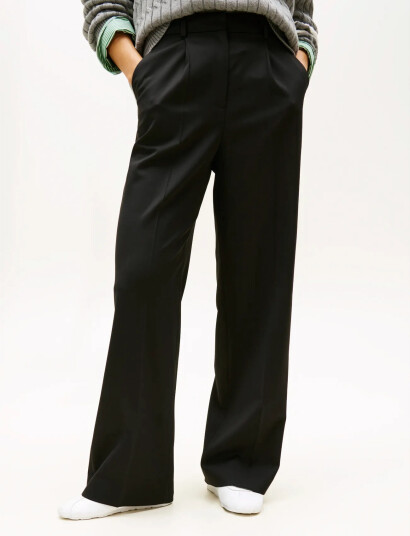 Tommy Hilfiger Timeless Wool Wide Leg Pant Black 42