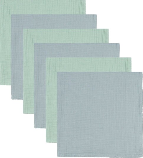 Mininor Organic Muslin Towel Grey/Green 6-Pack GREEN/GREY 0 M Mininor Organic Muslin Towel Grey/Green 6-Pack GREEN/GREY 0 M