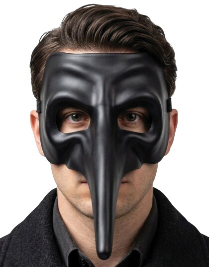 Svart Venetiansk Maske Med Lang Nese i Hardplast Svart Venetiansk Maske Med Lang Nese i Hardplast
