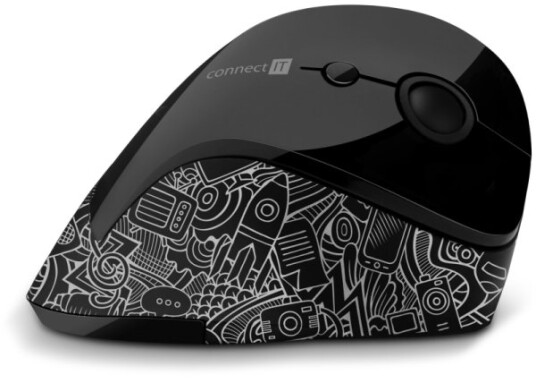 Connect It Cmo-2705-Dd, Høyre Hendt, Vertikalt Design, Rf Kabel-Fri, 1600 Dpi, Svart
