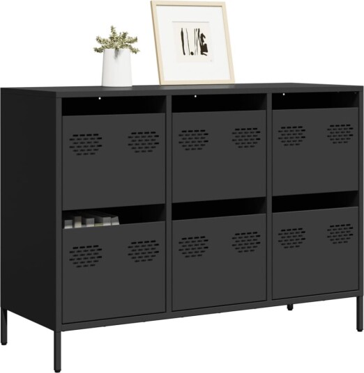 Skjenk svart 101,5x39x73,5 cm kaldvalset stål 8721102930195