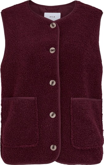 Vila Viada Teddy Waistcoat Noos Burgundy 38