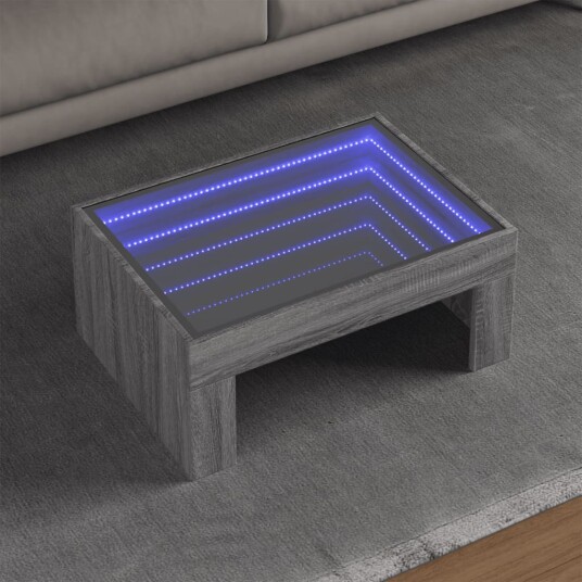  Salongbord med Infinity LED grå sonoma 70x50x30 cm 847614