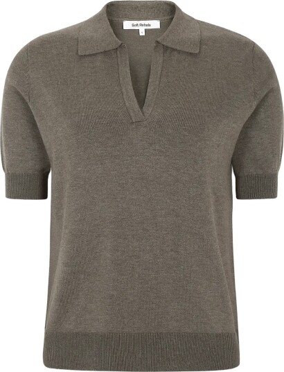 Soft Rebels Srparker Polo V Neck Knit Khaki green L