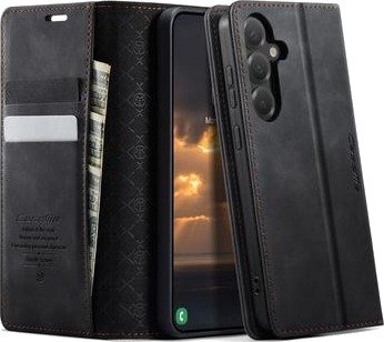 Samsung Galaxy S26 FE Caseme 033 Lommebok-etui med kalvestruktur og RFID-blokkering - Svart