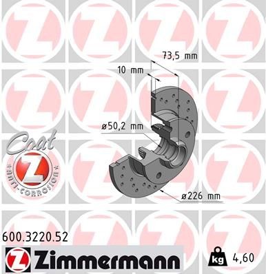 Bremseskive ZIMMERMANN 600.3220.52
