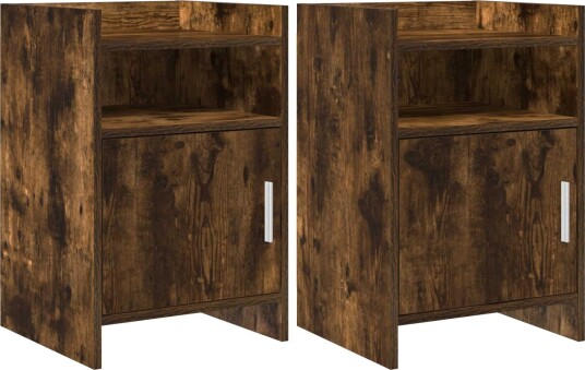 Nattbord 2 pcs Røkt Eik 40 x 36 x 60 cm Konstruert tre