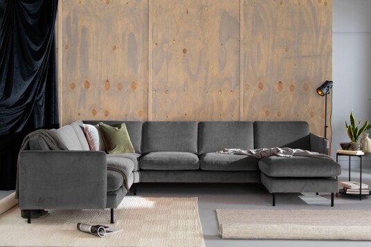 Teodin Hjørnesofa med Divan Høyre FløyeLysegrå