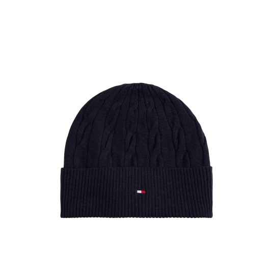 Tommy Hilfiger Th Flag Cable Knit Beanie - Navy - ONE SIZE Tommy Hilfiger Th Flag Cable Knit Beanie - Navy - ONE SIZE