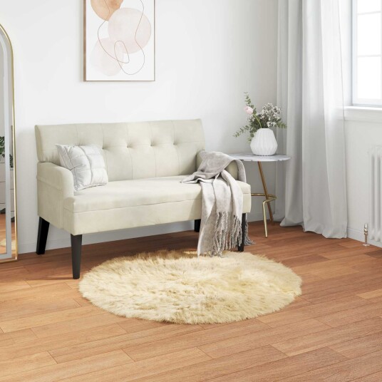 Faux Skinnmatte Tafalla Krem Ø 120 cm Polyester