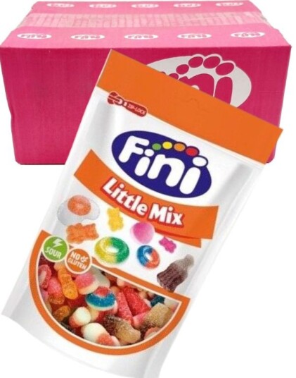 16 stk Fini Sour Little Mix Blanding med Sure Vingummibiter Hel Eske 2,64 kg 16 stk Fini Sour Little Mix Blanding med Sure Vingummibiter Hel Eske 2,64 kg