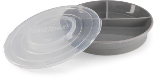 TWIST SHAKE Barnetallerken med underavdeling 6+ måneder pastellgrå