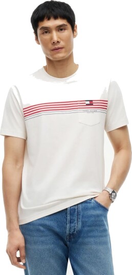 Tommy Hilfiger Rwb Placed Stripe Reg Tee Cream M Tommy Hilfiger Rwb Placed Stripe Reg Tee Cream M